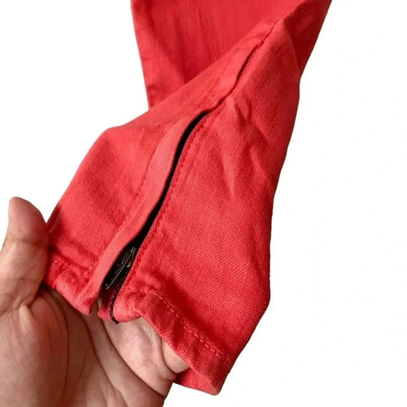 rag & bone Zipper Capri Jeans 30 Vermillion Coral Pink Cropped Skinny High Rise - Picture 6 of 14